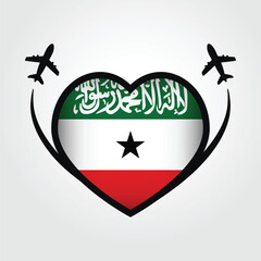 Somaliland Travel Heart Flag With Airplane Icons