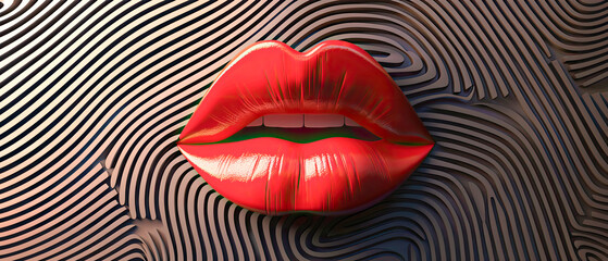 Sexy red lips close-up, generative ai