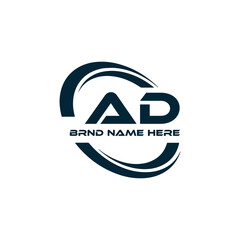 AD logo. A D design. White AD letter. AD, A D letter logo design. A D letter logo design in FIVE, FOUR, THREE, style. letter logo set in one artboard. A D letter logo vector design.	
