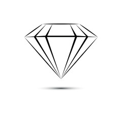 Diamond icon, silhouette of precious stones on a white background