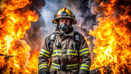 a firefighter wears a gas mask and wears a gas mask