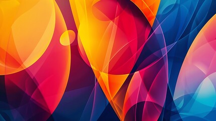 Obraz premium Vivid Geometric Patterns and Double Exposure Silhouette with Modern Design Elements Close Up - Abstract Background with Bold Colors and Copy Space