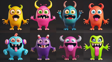 Fototapeta premium Asset of monster for slot game or game element isolation on dark background, Illustration.