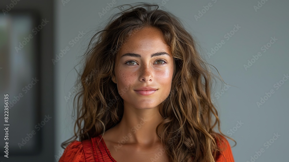 Wall mural portrait of young beautiful business woman isolated on white background.photo illustration