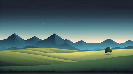 landscape of simple shapes mountains and plain minimalism background wallpaper