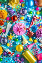 Obraz premium Vibrant array of birthday party decorations on a bright afternoon