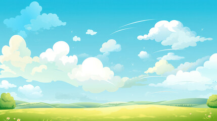 Obraz premium sunny weather green nature background illustration style theme