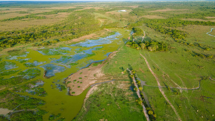 Aerial view of Hato La Aurora, a natural reserve in Casanare, Colombia