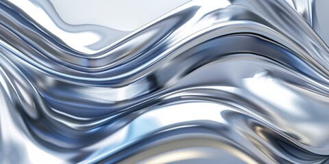 Abstract Metallic Wave Sculpture with Futuristic Fluid Design