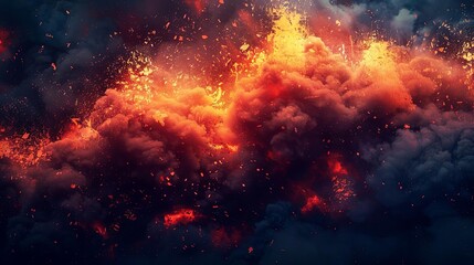 Fototapeta premium dramatic lava explosions and fiery smoke apocalyptic background