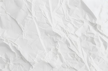 Fototapeta premium White Crumpled Paper Background with Soft Texture, Top View
