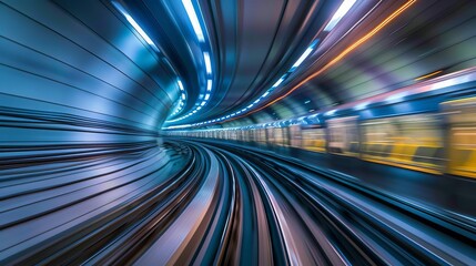 dynamic blurred motion of tokyo trains in futuristic tunnel abstract photograph