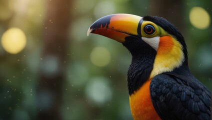 Obraz premium Portrait of a tropical toucan bird. Generitive.