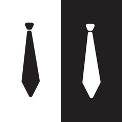 Vector necktie icon. Two-tone version on black and white background