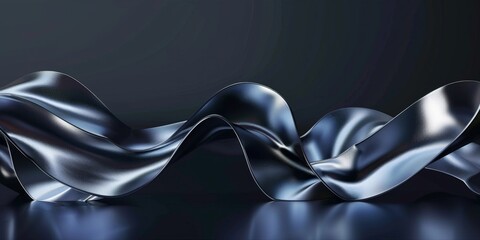 Abstract Metallic Wave Sculpture with Futuristic Fluid Design