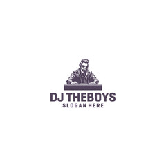 DJ boy logo vector illustration
