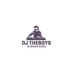 DJ boy logo vector illustration