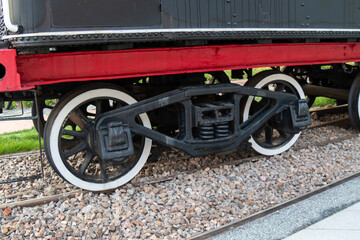 Old Vintage Steam Locomotive Train Isolated, Old time vintage railroad steam locomotive train engine, Transportation and travel from another era.