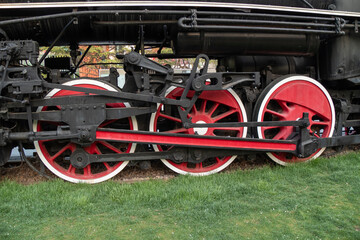 Old Vintage Steam Locomotive Train Isolated, Old time vintage railroad steam locomotive train engine, Transportation and travel from another era.