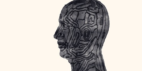 Sadness depression and mental illness concept art.