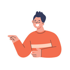 Man laughing, joking and teasing. Flat cartoon style vector illustration isolated on white background