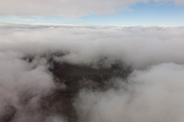 New Zealand view from a helicopter on a cloudy autumn day