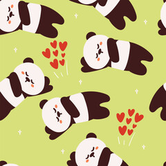 seamless pattern cartoon panda. cute animal wallpaper for textile, gift wrap paper