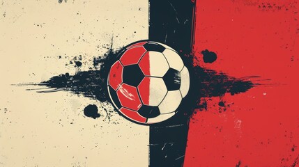 Minimalist Rival Soccer Poster Featuring Key Players, Contrasting Halves, and Central Soccer Ball for Sports Decor