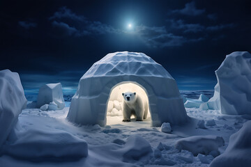 polar bear on the ice generative ai