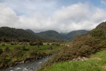 New Zealand landscape on a sunny winter day