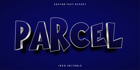 Editable text effect, Parcel text on blue and golden color style