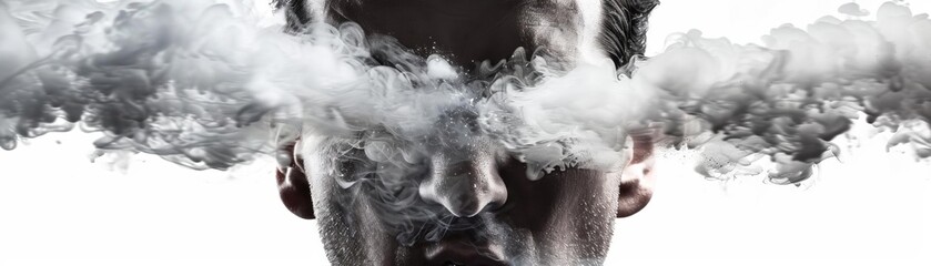 Obraz premium Illustration of steam coming out of a persons ears to depict anger on a white background