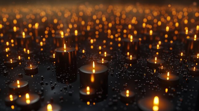 Abstract representation of mass of little lights or candles. Remembrance of Jewish war victims and anti-Semitic incidents. National Day of Mourning