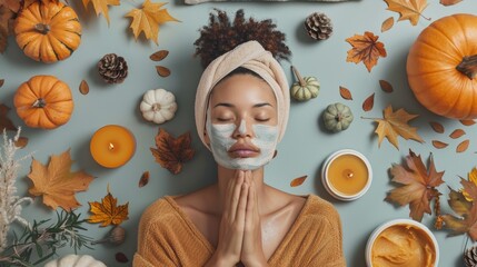 Autumn Skincare Routine with Pumpkin Enzyme Mask - Perfect for Seasonal Marketing and Promotions
