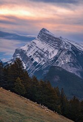 Sunrise Over A Banff Mountain In The Spring