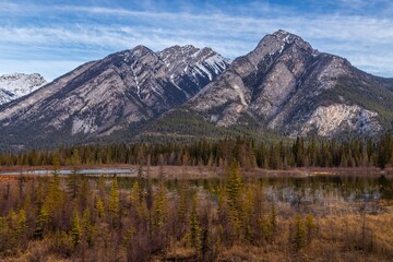 Panoramic Banff Mountains In The Spring