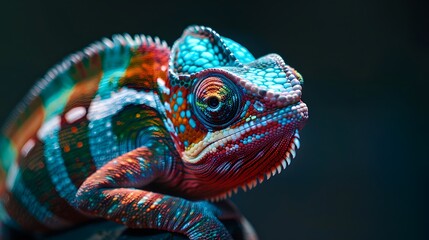 Obraz premium Close-up of a Colorful Chameleon a Fascinating Dragon