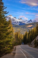 Road Winding Through The Banff Mountains