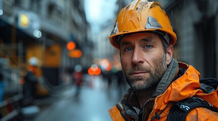 engineer wearing safety gear while operating heavy machinery on a construction site.image illustration