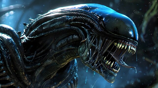 Haunting Alien Predator Emerging from the Depths of the Unknown