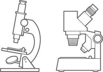 Microscope. Old and modern model. Icon on a white background. Vector illustration.