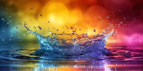 Vibrant water splash photos symbolize vitality and necessity of water for life. Concept Water Splash Photography, Vitality Symbolism, Necessity of Water, Vibrant Colors, Life's Essence