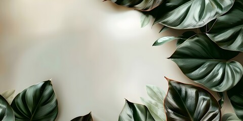 Vintage theme with green and black splitleaf Philodendron plant on white background. Concept Vintage Theme, Green and Black, Splitleaf Philodendron, White Background