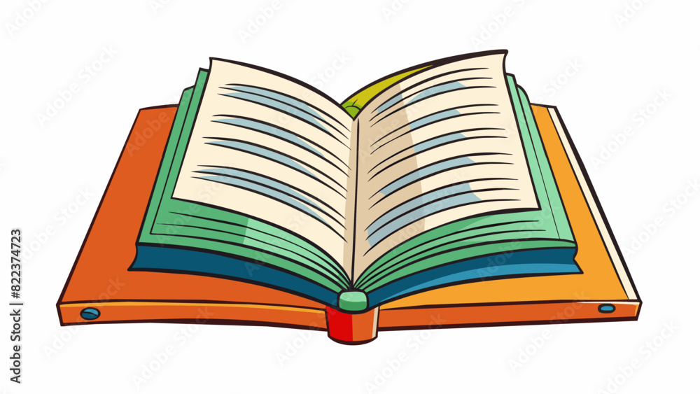 Poster A book laid open on a desk with highlighted and underlined words showing the impact of its words and ideas on the mind of the reader.. Cartoon Vector