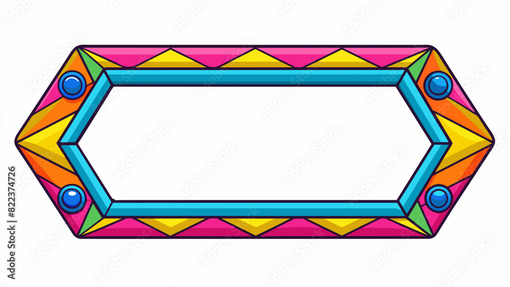 Poster A bold and colorful frame with a funky geometric design. It is made of sy plastic and has a glossy finish perfect for adding a pop of personality to. Cartoon Vector