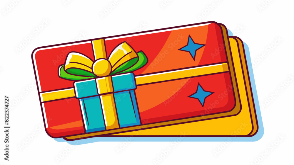 Poster A bright and colorful gift card with a popout design and a glossy finish. It is made of thick cardstock and has a scratchoff code revealing a set. Cartoon Vector