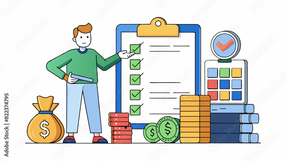 Aufkleber a budget list this is a record of a persons income expenses and financial goals. it may include cate