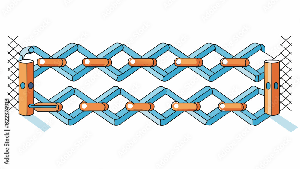 Poster A chainlinked fence This network is comprised of interconnected metal links that form a strong and secure barrier. Each link has specific. Cartoon Vector