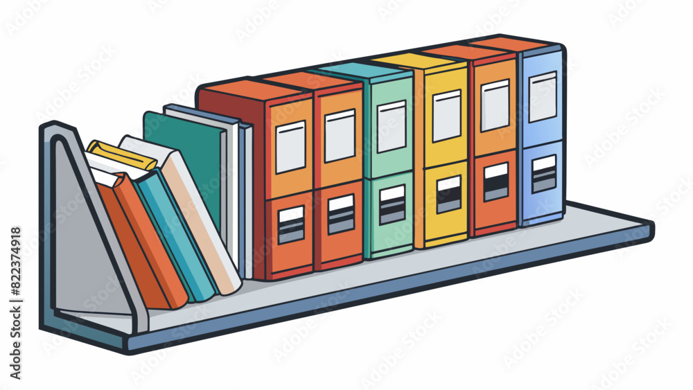 Poster Access to a library book The book is labeled with a call number and can be found on a shelf ast other books. The shelves are organized by cate with. Cartoon Vector