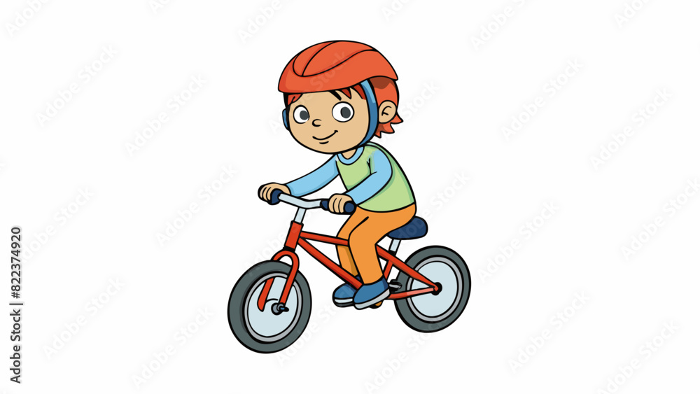 Poster a child learning to ride a bike keeps their balance by pedaling steadily their feet off the ground w